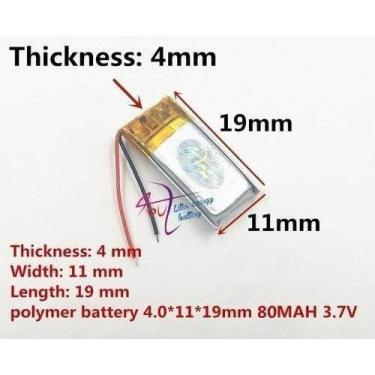 Imagem de Bateria  19mm X 11mm X 4mm 3,7v 2 Fios 80mah Ml - bgb