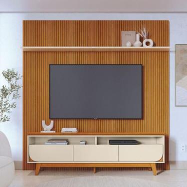 Imagem de Conjunto Painel e Rack Coimbra Cinamomo Off White - CASA H