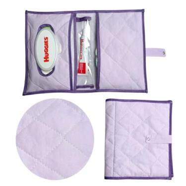 Imagem de Porta Fraldas Lenço Umidecido Pomada Portátil Para Bebê Menina Menino Feminino Masculino (Lilás)