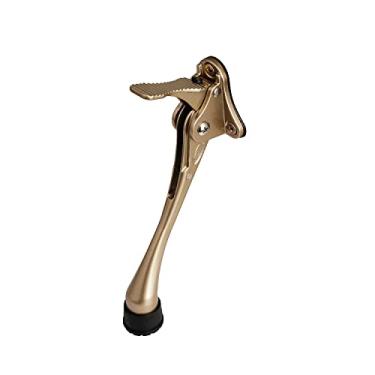 Imagem de CG PLUS Batente de porta, semiautomático de um toque - Rolha de porta de metal de 15 cm, com ponta de borracha antiderrapante para pisos de madeira, concreto, azulejo e carpete - ouro