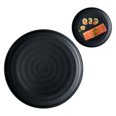 Imagem de Prato Oriental Preto 22cm Em Melamina Restaurante Japones - Riodeouro