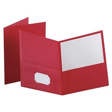 Imagem de Oxford Carteira de bolso duplo, papel de couro em relevo, vermelho