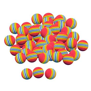 Imagem de Newmind 50 bolas de espuma para prática de golfe, 50 peças, esponja, bola de treinamento de golfe, bola de esponja de arco-íris macia para treinamento interno ou externo, bolas de golfe de espuma arco-íris, vermelha, 42 mm