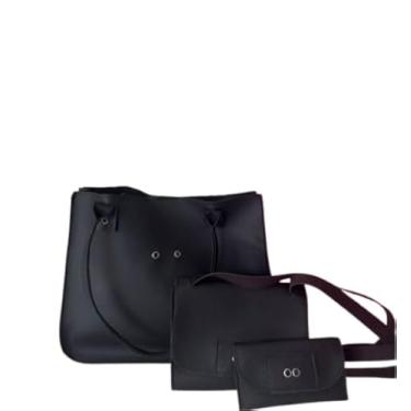 Imagem de Kit 3 peças Bolsa Feminina Grande 1 Bolsa Transversal e 1 Carteira 3 peças PRETA