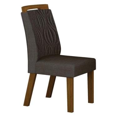 Imagem de Cadeira para Mesa de Jantar Ilhéus MDF Linho Chumbo  Leifer Móveis