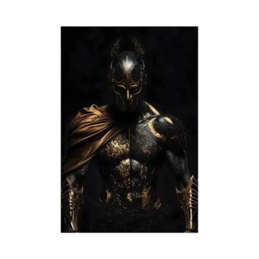 Imagem de Arte da lona do samurai do vintage, preto e ouro, Graffiti abstrato ja