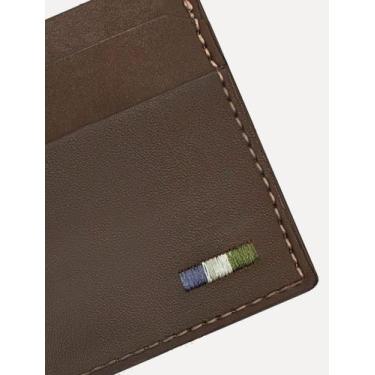Imagem de Carteira Reserva Masculina Porta-Cartão Couro Parma Marrom Escuro, UN