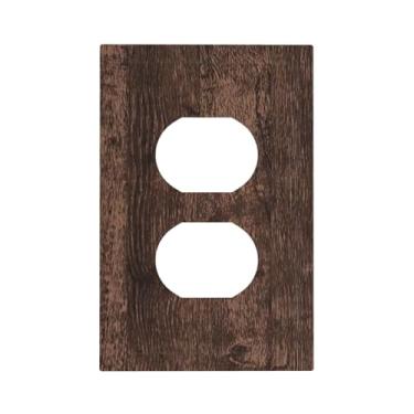 Imagem de GSRLOD Cabana Rústica Vintage De Fazenda, Celeiro, Marrom, Taupe, Madeira, Textura Tomada Dupla, Placa Parede, Elétrica Gigante, Decoração, Interruptor Luz, Frontal, Capa Soquete (Plástico)