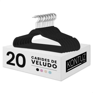 Imagem de Cabide Infantil Veludo Kit com 20 Cabides Resistente até 2Kg de Roupa 