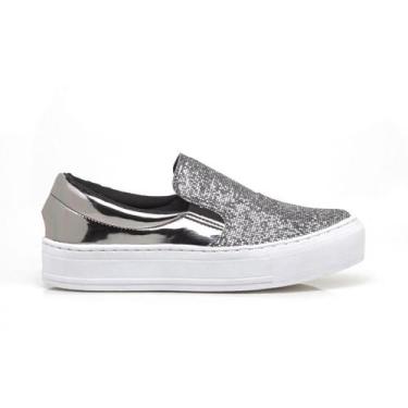 Imagem de Tênis Slip On Feminino Brilho Glitter Confortável - Iara Corrêa, Grafi