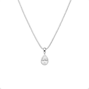 Imagem de Colar Corrente Feminina Ponto de Luz Gota 45cm Prata Hipoalergênica