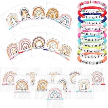 Imagem de Landical Pulseiras motivacionais de saúde mental, amizade, inspiradoras a granel, nossas pulseiras de classe são familiares para estudantes funcionários, 5.91-10.63 inches/ 15-27 cm, conforme mostrado