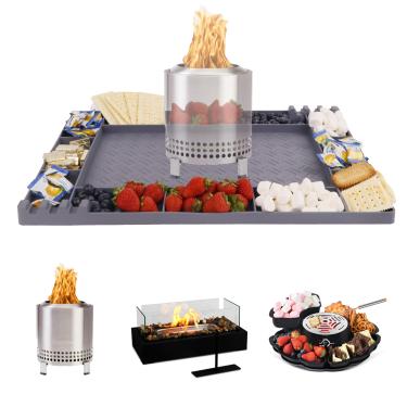 Imagem de Tapete de silicone para fogão solo mesa XL e fogueira de mesa, tapete de grelha resistente ao calor, acessórios de lareira interna, almofada de cozinha portátil para Smores Maker, deck, pátio