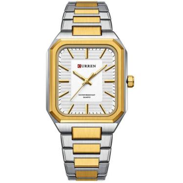 Imagem de Relógio Masculino Em Aço Inoxidável De Quartzo Casual Impermavel 3atm Branco Dourado