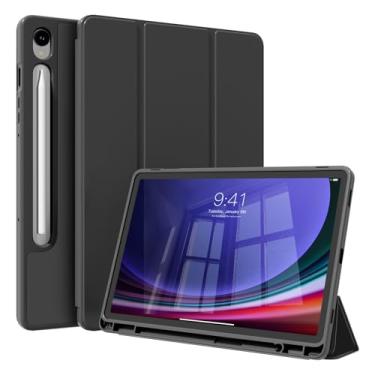 Imagem de KenKe Capa para Samsung Galaxy Tab S9 11 polegadas modelo SM-X710/X716B/X718U com suporte para caneta S, capa protetora para tablet de TPU macio flexível com três dobras, suporta carregamento S Pen