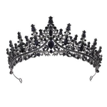 Imagem de Tiara para mulheres, coroas de rainha de cristal, tiaras de princesa com strass, tiara de casamento para meninas, acessórios de cabelo para noiva, para fantasia de Halloween, festa de aniversário