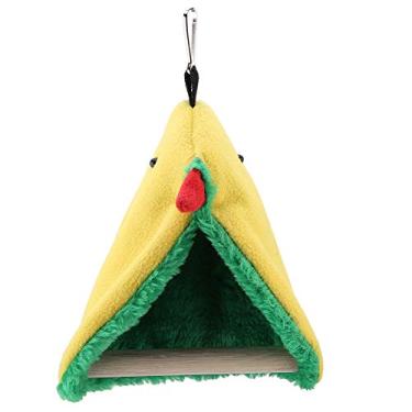 Imagem de Gaiola de rede de pelúcia de papagaio de pássaro, caverna feliz e confortável e confortável, redução de brinquedos, proporcionando calor para pequenos pássaros médios, 14x10x18cm