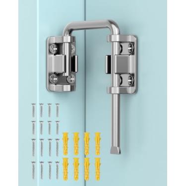 Imagem de MeBantoo Trava para porta deslizante de pátio de 6 cm em U - Trava de parafuso de segurança doméstica de aço inoxidável para celeiro, jardim, portão de cerca, janela - Opção de instalação em vários