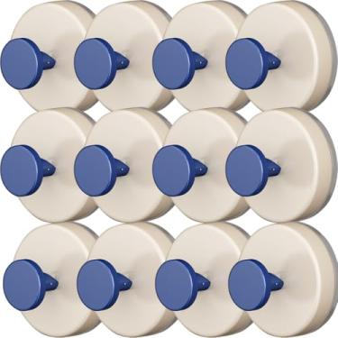 Imagem de eYourlife2012 Ganchos de chuveiro com ventosa, pacote com 12, ganchos de toalha removíveis para banheiro, porta de vidro, parede (azul)