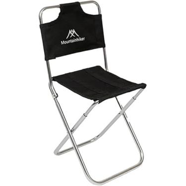 Imagem de Cadeira de desenho de pesca ao ar livre cadeira de esboço dobrável cadeira de liga de alumínio portátil portátil com encosto para o jardim descanso praia piquenique preto prata