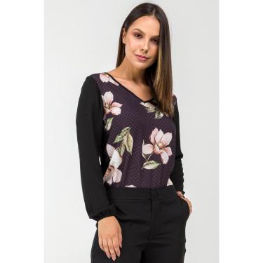 Imagem de Blusa PKS Manga Longa Decote V Estampa Floral-GG-Feminino