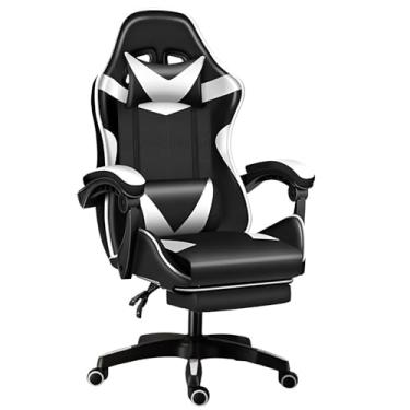 Imagem de Cadeira Escritório Gamer Ergonômica Reclinável Confortável Com Rodinha E Apoio Para Os Pés(Branco)