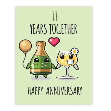 Imagem de Stuff4 Pôster de 11º aniversário sem moldura - 11 anos juntos - Feliz aniversário de 11 anos de casamento, presentes fofos para namorado, parceiro, marido, namorada, esposa, companheira, 20 x 25 cm