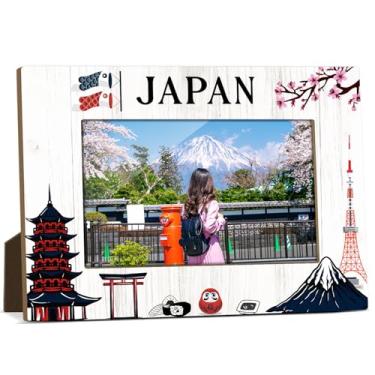 Imagem de Porta-retratos de madeira para viagem no Japão, aniversário, lua de mel, férias, presente para aniversário, mulheres, amigas, casais, sala de estar, escritório, mesa de exibição, 10 x 15 cm, moldura