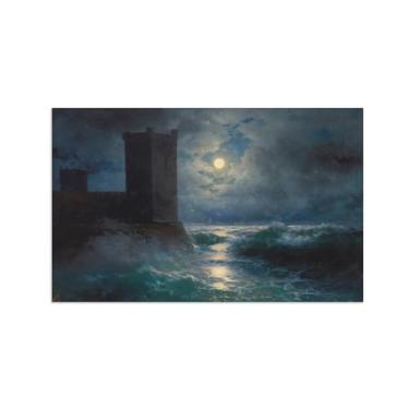 Imagem de Ivan Aivazovsky Impressão de arte de parede em tela - tela de arte - reprodução de pintura de paisagem pôster para decoração de casa - Torre no Mar Negro 60 x 95 cm 24 x 37 polegadas somente tela