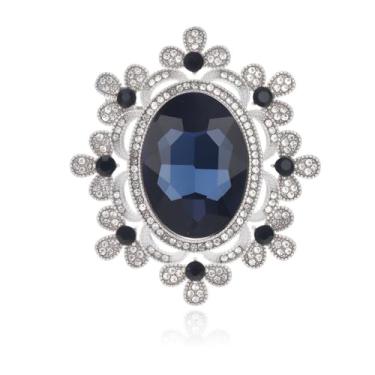 Imagem de Kokoma Broche de cristal oval para mulheres estilo barroco zircônia cúbica flor lapela distintivo pano vestido terno casaco delicado acessório de casamento joias, Small, Cristal Cristal Liga metálica