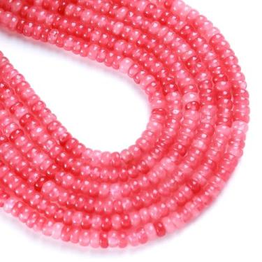 Imagem de 150 peças 2 x 4 mm natural rodocrosita rosa jade Rondelle contas de disco de ábaco contas de pedra redonda solta espaçador pedra preciosa para pulseira faça você mesmo colar joias