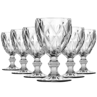 Imagem de Kit 6 Taças de Vidro Diamond Premium 340ml Transparente Moderno Elegante Ideal para Água Suco Vinho Mesa Posta