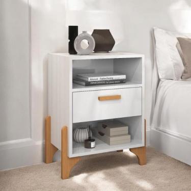 Imagem de Mesa de Cabeceira Elegante com Gaveta Vancouver Branca - Mobiliar Home