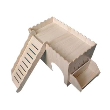 Imagem de Dualoai Casa para Porquinho Da Índia Feita de, Esconderijo para, para Montar, Casa de Brinquedo Estável, Casa para para Hamsters Sírios, Ratos P