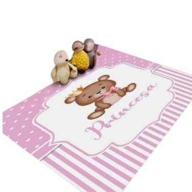 Imagem de Tapete Tatame Antiderrapante Emborrachado Quarto Infantil Criança Bebe Menina Ursa Princesa Rosa