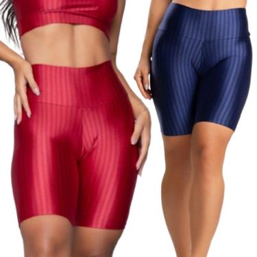 Imagem de Bermuda Fitness New Zig 3D Serra e Mar Kit Com Duas Cores Poliamida Cós Alto Academia Treino-Feminino