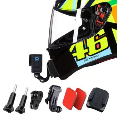 Imagem de Kits de suporte de queixo AGV Pista GP RR Base de descanso de queixo de fibra de carbono ajustável para câmera suporte de chinstrap compatível com Gopro Hreo Insta360 Srago DJI etc.