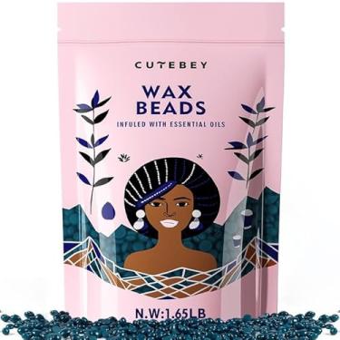 Imagem de CUTEBEY Contas De Cera Dura Para Depilação: 1,65 Lb Natural Remoção Pelos, Pele Sensível, Rosto Brasileiro, Biquíni - Refil Doméstico A Granel (Verde)