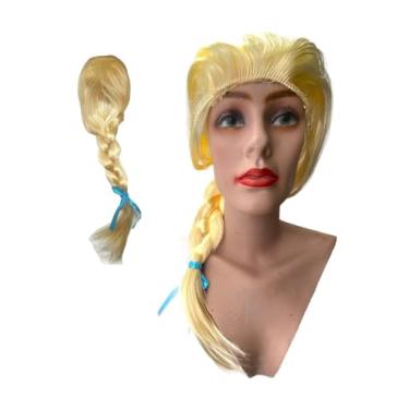 Imagem de Peruca Princesa Trança Loira Sintética Fantasia 30cm