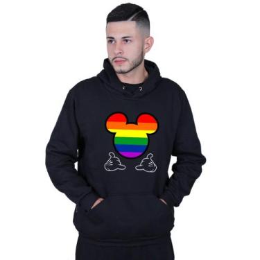 Imagem de Moletom Unissex Canguru Mickey Colorido LGBT - Lafre, Preto, M