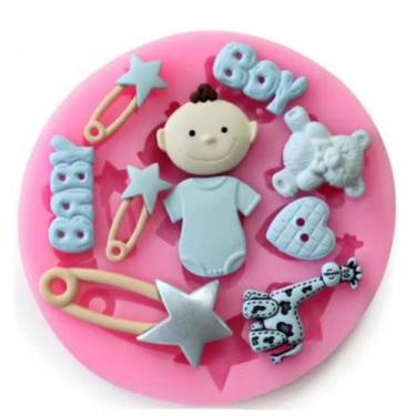 Imagem de Molde Silicone Bebe Menino Cha Revelaçao Nenem Baby Fondant - Luyke
