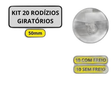 Imagem de Kit 20 Rodízio Giratório Em Gel Rodinha Silicone Móveis 50Mm - Hd Ferr