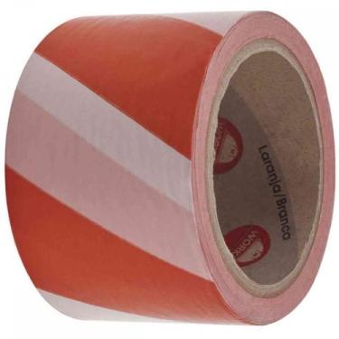 Imagem de Fita Demarcação Zebrada Worker 7cm x 200m Laranja e Branco