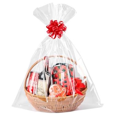 Imagem de CUDICY 20 sacos de celofane 40 x 61 cm para cestas de presente, lembrancinhas de festa transparentes, sacos de presente de plástico para biscoitos