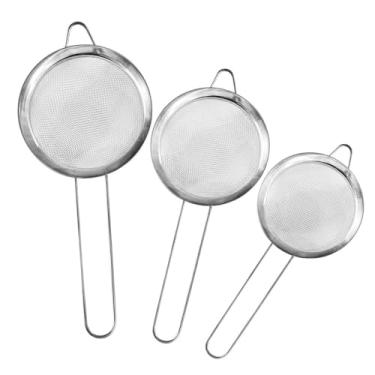 Imagem de Kit 3 Peneiras Coador 8/10/12cm Aço Inox Luxo Utensílios De Cozinha Jogo