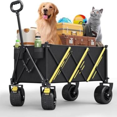 Imagem de Novo carrinho dobrável e coletando pequeno, carrinho de jardim portátil de jardim de serviço pesado adequado para acampamentos de compras esportivas e atividades ao ar livre