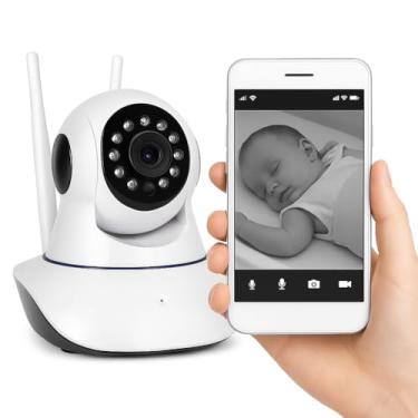 Imagem de Babá Eletrônica Câmera IP Wi-Fi 3 Antenas HD Visão Noturna 360° Áudio Bidirecional Grava em Cartão SD Monitoramento Remoto Celular Segurança Bebê Criança Pet Casa