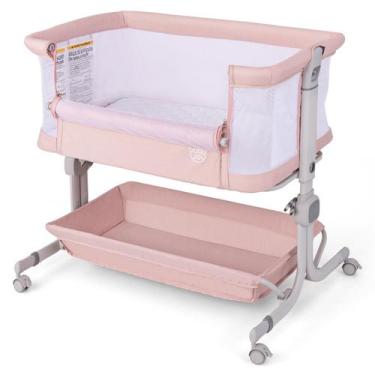 Imagem de Berço de cabeceira BABY JOY com altura ajustável de 6 níveis rosa