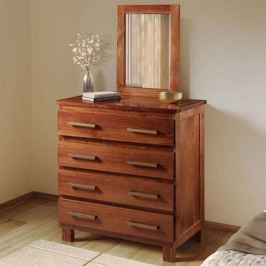 Imagem de Cômoda Véra 4 Gavetas Madeira Maciça Mogano - Pnr Móveis