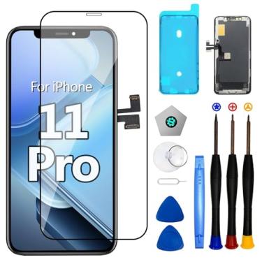 Imagem de LMQ Substituição de tela para iPhone 11 Pro, tela LCD de 5,8 polegadas, montagem digitalizadora 3D sensível ao toque, com kits de ferramentas de reparo, fita impermeável e protetor de tela (para A2160